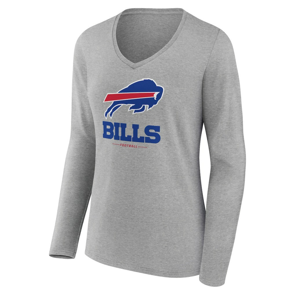 Buffalo Bills Women's Logo Team Lockup Long Sleeve V-Neck T-Shirt | NFL Outlet