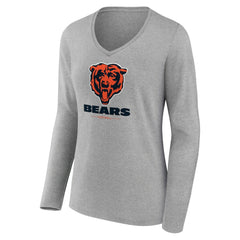 Chicago Bears Women's Logo Team Lockup Long Sleeve V-Neck T-Shirt | NFL Hot