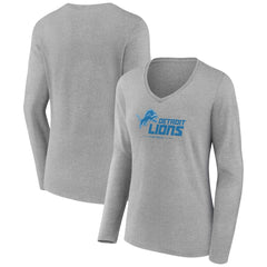 Detroit Lions Women's Logo Team Lockup Long Sleeve V-Neck T-Shirt | NFL Discount