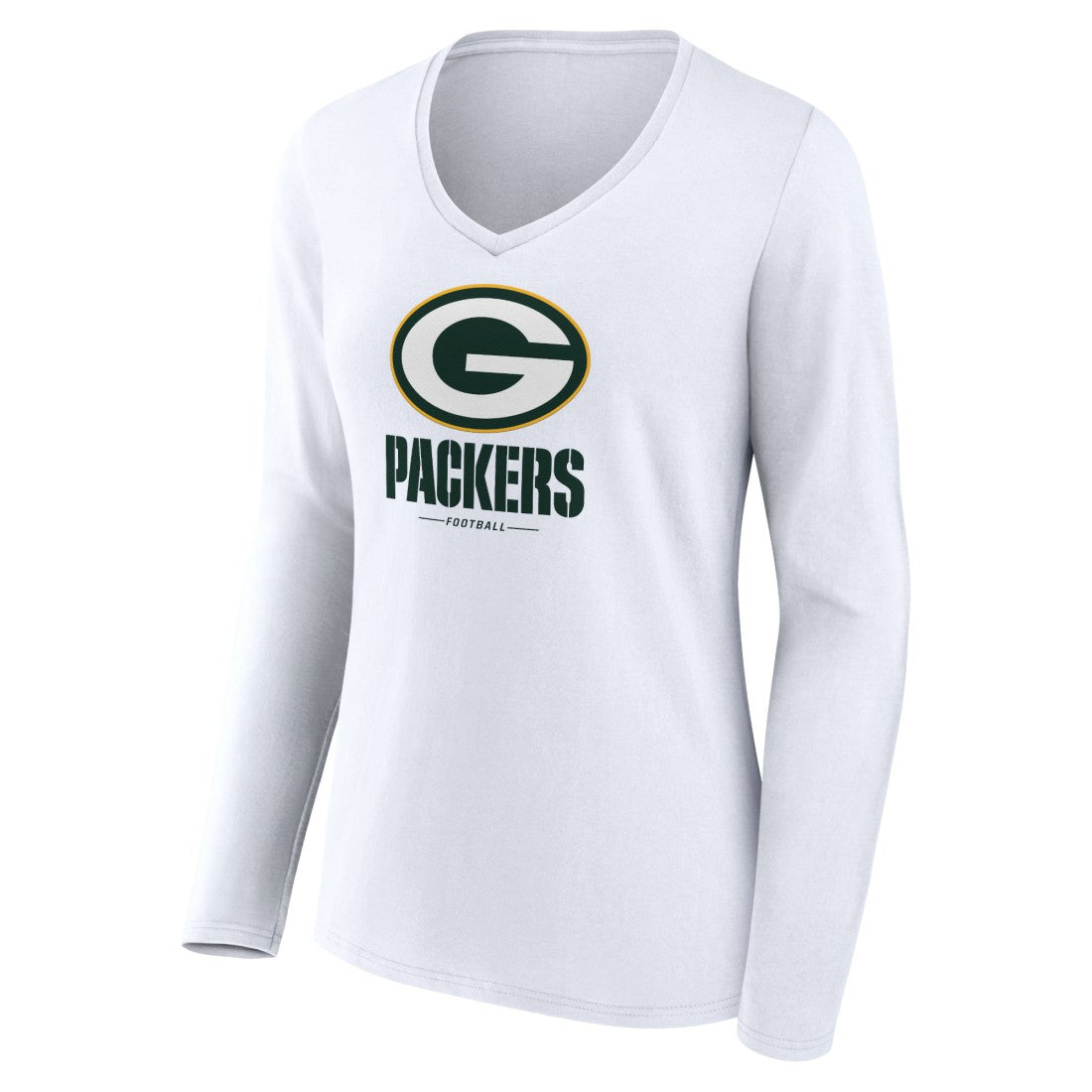Green Bay Packers Women's Logo Team Lockup Long Sleeve V-Neck T-Shirt | NFL Online