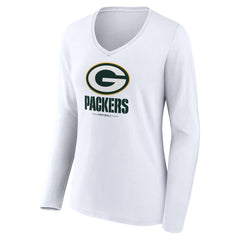 Green Bay Packers Women's Logo Team Lockup Long Sleeve V-Neck T-Shirt | NFL Online
