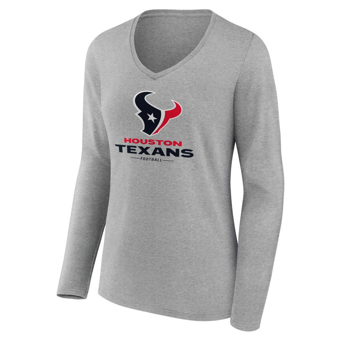 Houston Texans Women's Logo Team Lockup Long Sleeve V-Neck T-Shirt | NFL Hot
