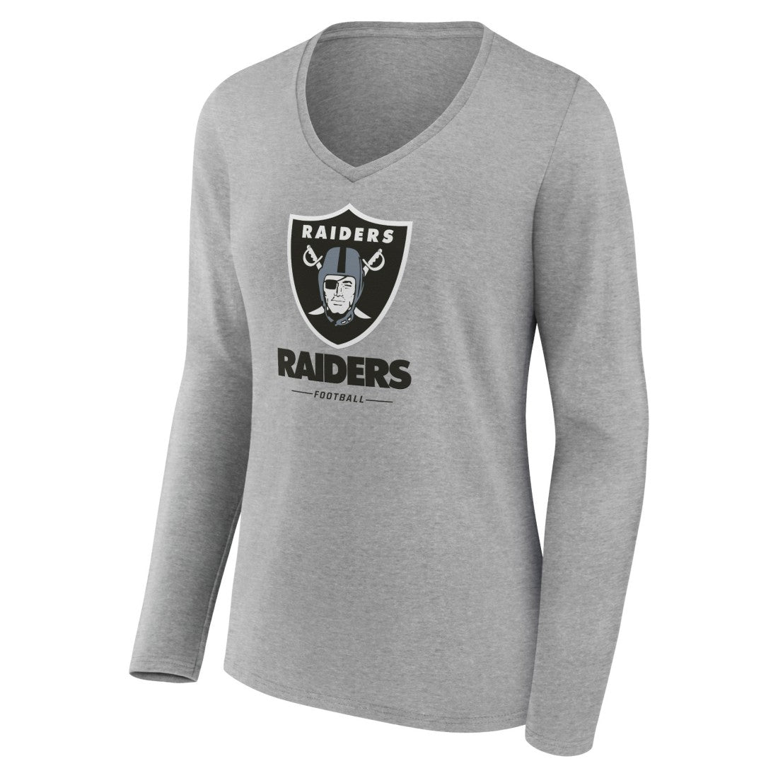 Las Vegas Raiders Women's Logo Team Lockup Long Sleeve V-Neck T-Shirt | NFL Sale