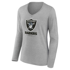 Las Vegas Raiders Women's Logo Team Lockup Long Sleeve V-Neck T-Shirt | NFL Sale