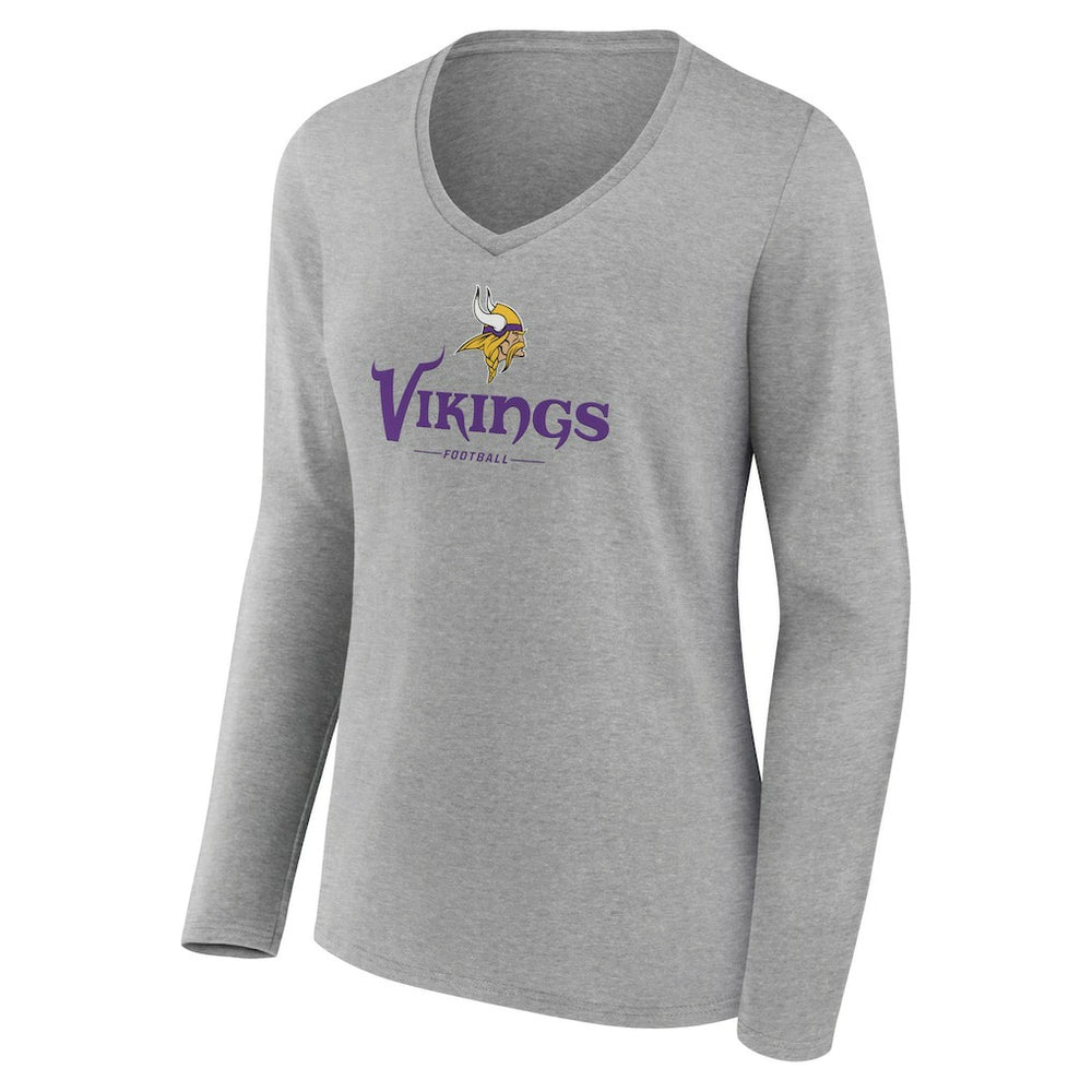 Minnesota Vikings Women's Logo Team Lockup Long Sleeve V-Neck T-Shirt | NFL Discount