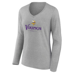 Minnesota Vikings Women's Logo Team Lockup Long Sleeve V-Neck T-Shirt | NFL Discount