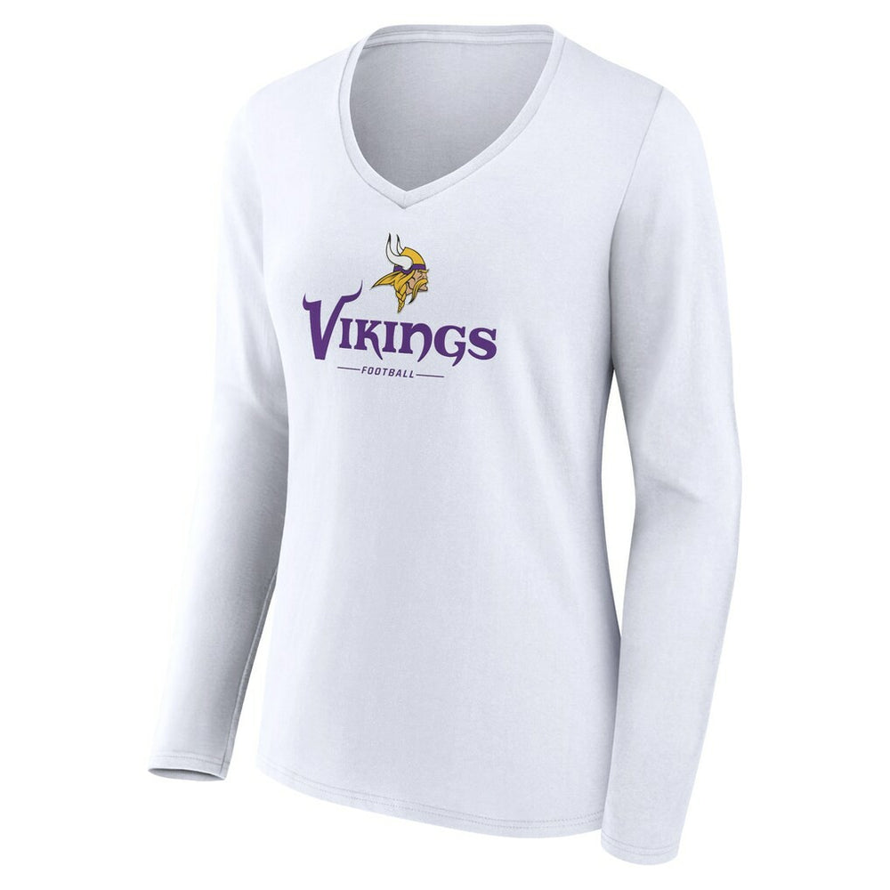 Minnesota Vikings Women's Logo Team Lockup Long Sleeve V-Neck T-Shirt | NFL On sale