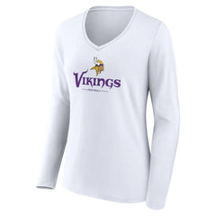 Minnesota Vikings Women's Logo Team Lockup Long Sleeve V-Neck T-Shirt | NFL On sale