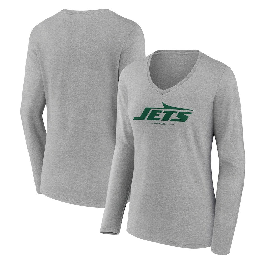 New York Jets Women's Logo Team Lockup Long Sleeve V-Neck T-Shirt | NFL US