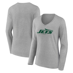 New York Jets Women's Logo Team Lockup Long Sleeve V-Neck T-Shirt | NFL US