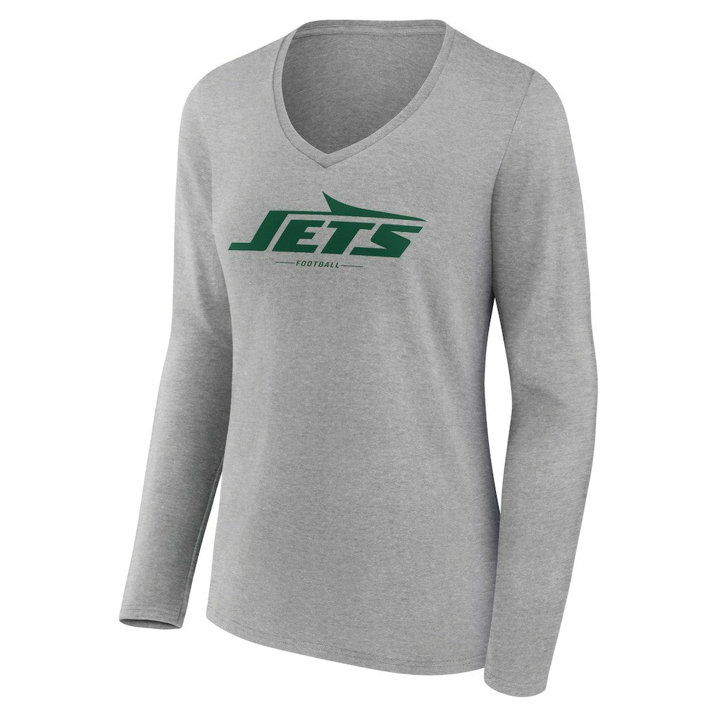 New York Jets Women's Logo Team Lockup Long Sleeve V-Neck T-Shirt | NFL US