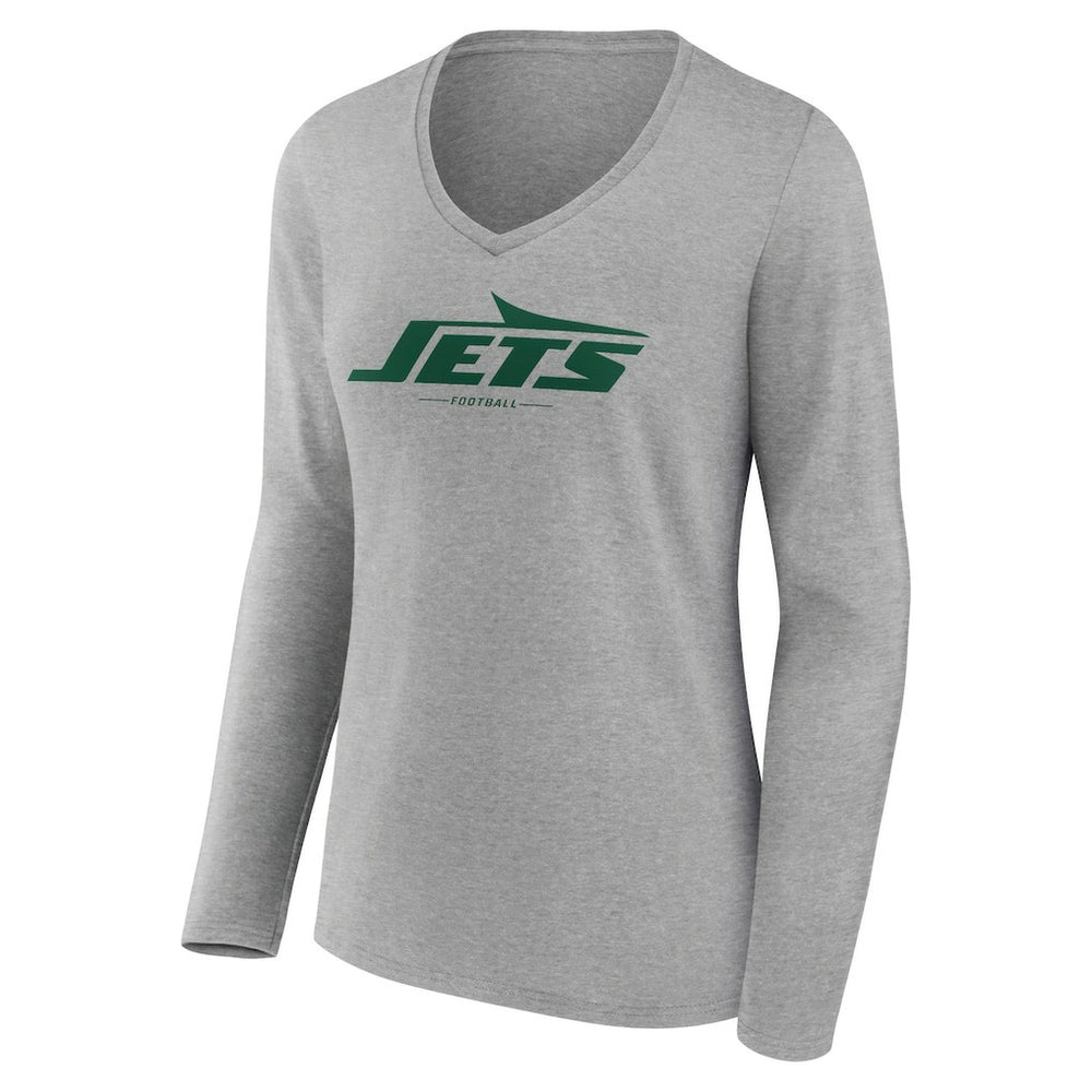 New York Jets Women's Logo Team Lockup Long Sleeve V-Neck T-Shirt | NFL US