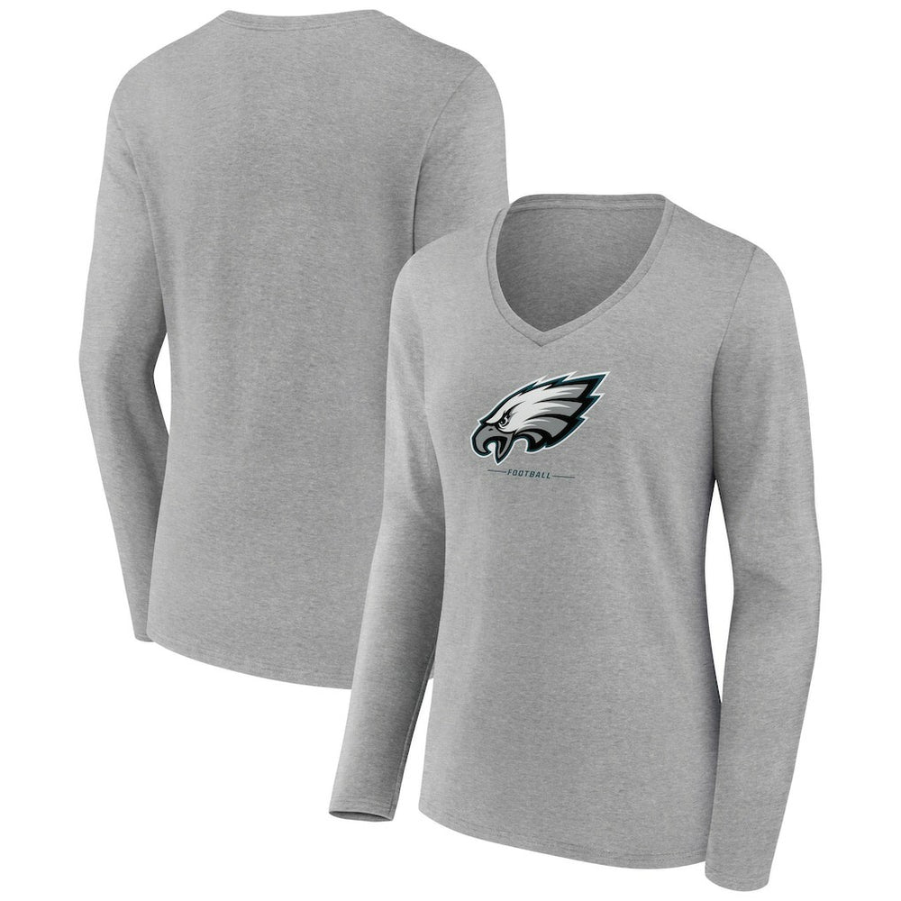 Philadelphia Eagles Women's Logo Team Lockup Long Sleeve V-Neck T-Shirt | NFL Online