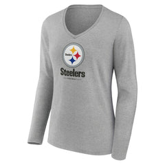 Pittsburgh Steelers Women's Logo Team Lockup Long Sleeve V-Neck T-Shirt | NFL On sale