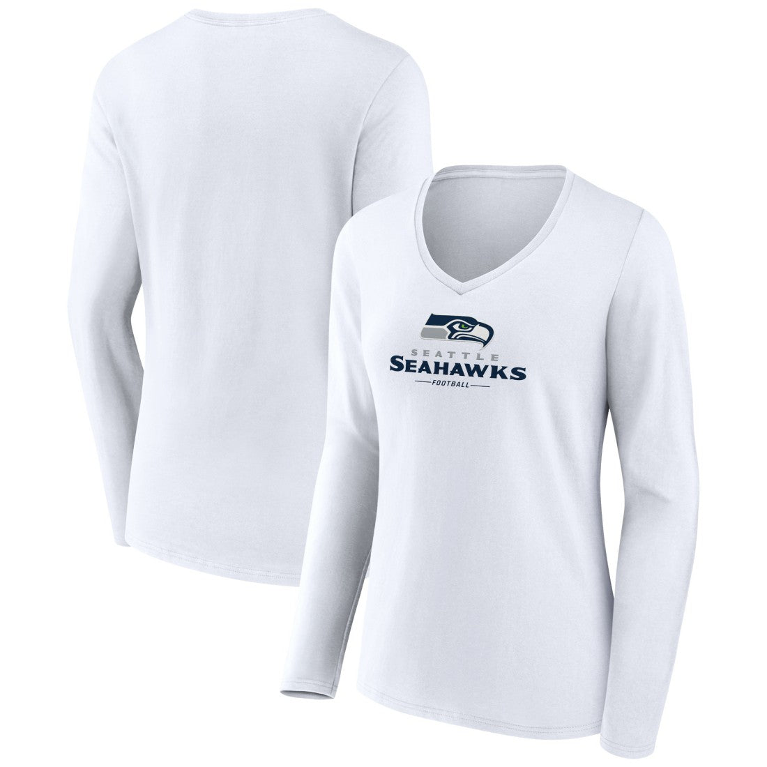 Seattle Seahawks Women's Logo Team Lockup Long Sleeve V-Neck T-Shirt | NFL On sale