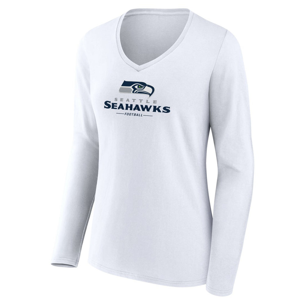 Seattle Seahawks Women's Logo Team Lockup Long Sleeve V-Neck T-Shirt | NFL On sale