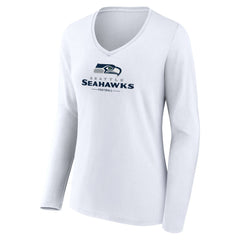 Seattle Seahawks Women's Logo Team Lockup Long Sleeve V-Neck T-Shirt | NFL On sale