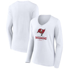 Tampa Bay Buccaneers Women's Logo Team Lockup Long Sleeve V-Neck T-Shirt | NFL Online