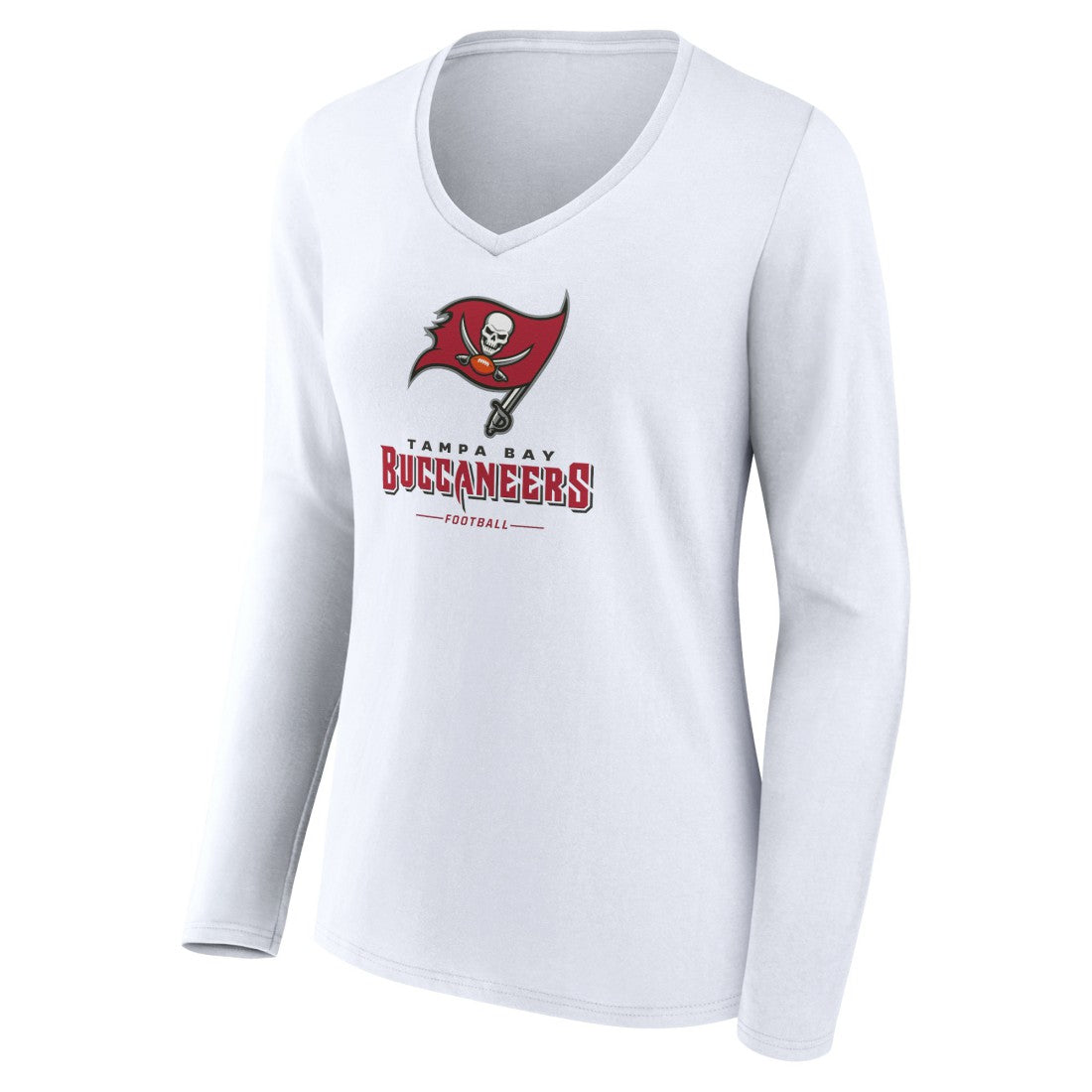 Tampa Bay Buccaneers Women's Logo Team Lockup Long Sleeve V-Neck T-Shirt | NFL Online