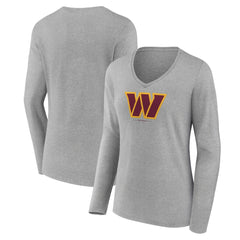 Washington Commanders Women's Logo Team Lockup Long Sleeve V-Neck T-Shirt | NFL On sale