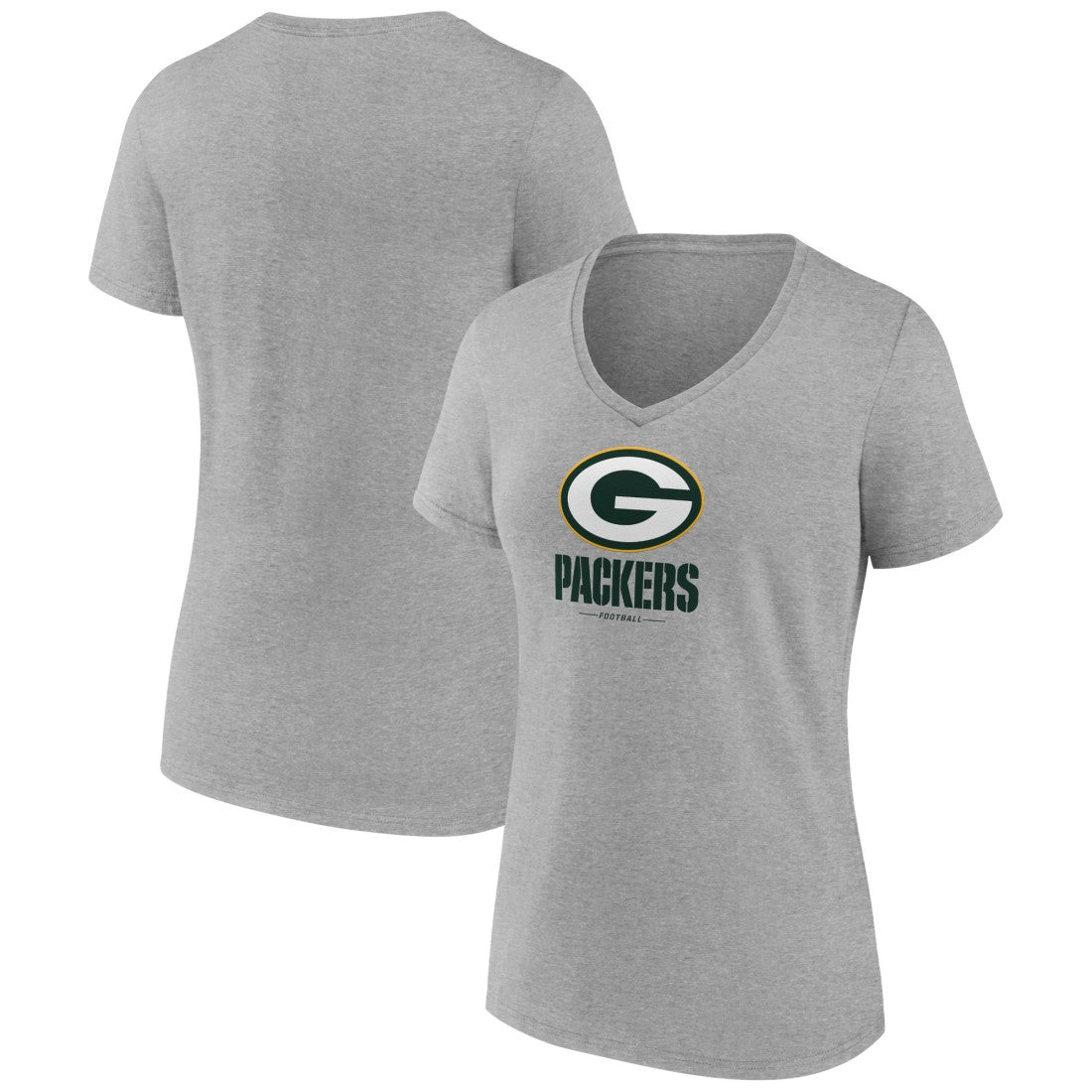 Green Bay Packers Women's Logo Team Lockup V-Neck T-Shirt | NFL New