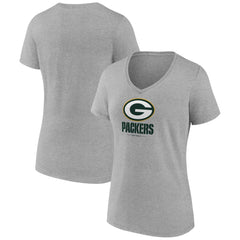 Green Bay Packers Women's Logo Team Lockup V-Neck T-Shirt | NFL New