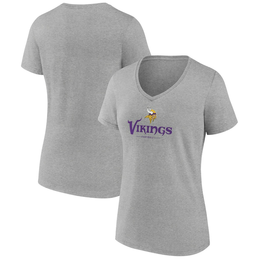 Minnesota Vikings Women's Logo Team Lockup V-Neck T-Shirt | NFL On sale