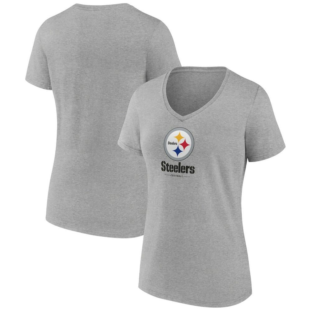 Pittsburgh Steelers Women's Logo Team Lockup V-Neck T-Shirt | NFL Hot