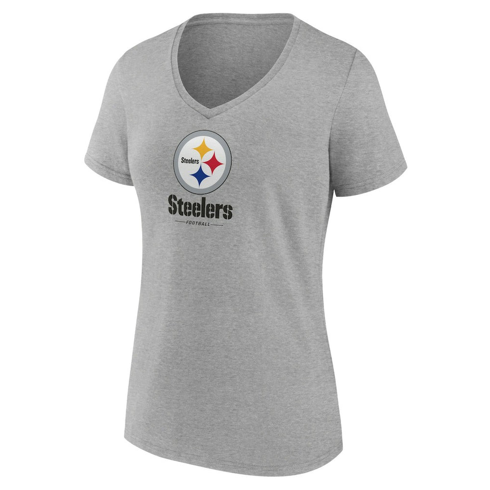 Pittsburgh Steelers Women's Logo Team Lockup V-Neck T-Shirt | NFL Hot