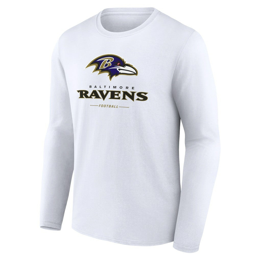 Baltimore Ravens Logo Team Lockup Long Sleeve T-Shirt | NFL Outlet