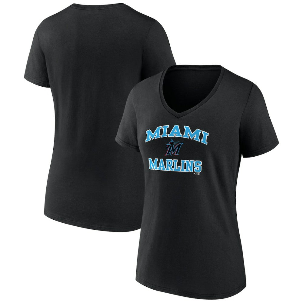 Miami Marlins Women's Heart and Soul V-Neck T-Shirt - MLB T-shirts