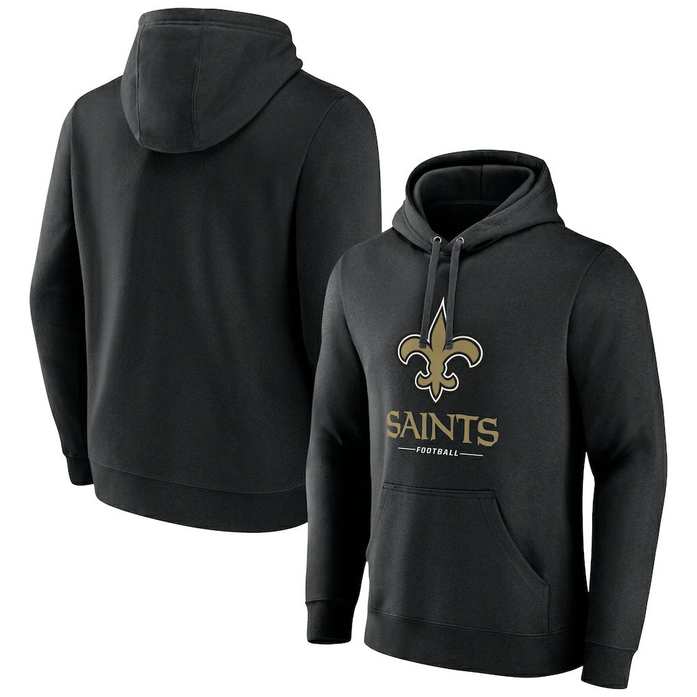 New Orleans Saints Logo Team Lockup Fitted Pullover Hoodie | NFL Discount