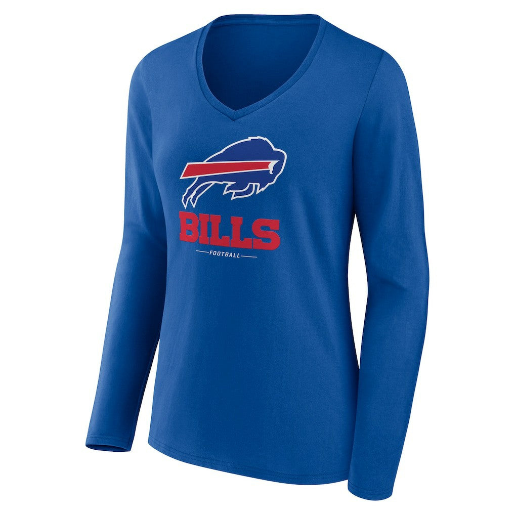Buffalo Bills Women's Logo Team Lockup Long Sleeve V-Neck T-Shirt | NFL Sale