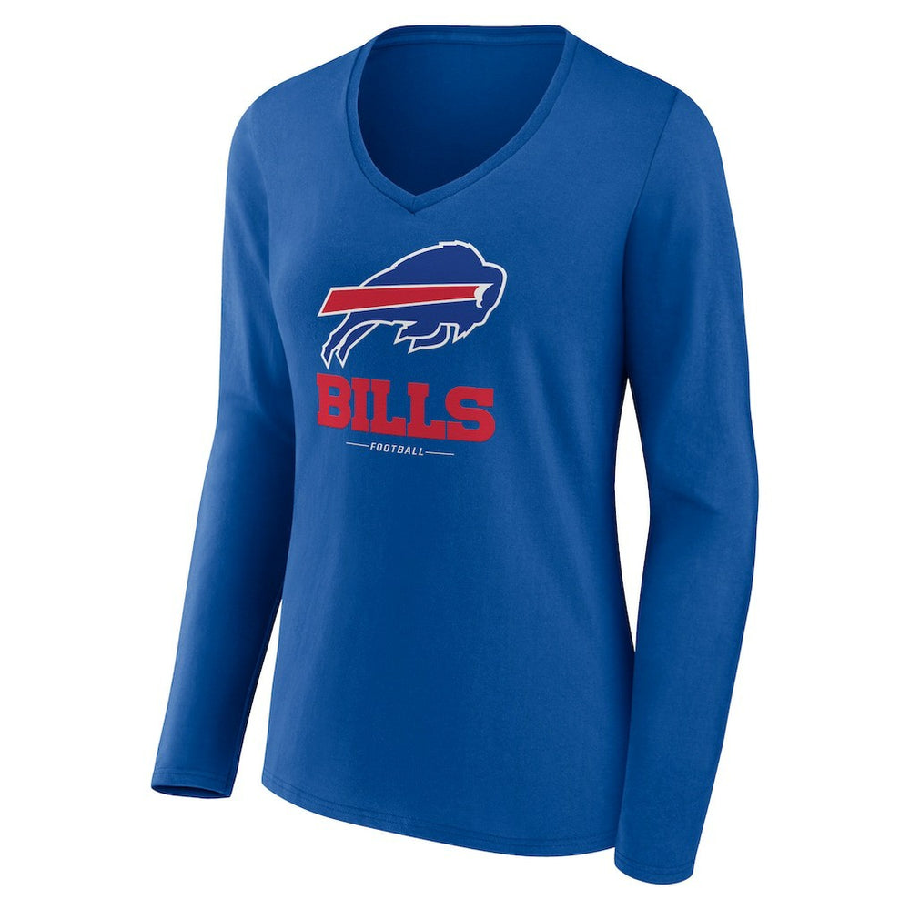 Buffalo Bills Women's Logo Team Lockup Long Sleeve V-Neck T-Shirt | NFL Sale