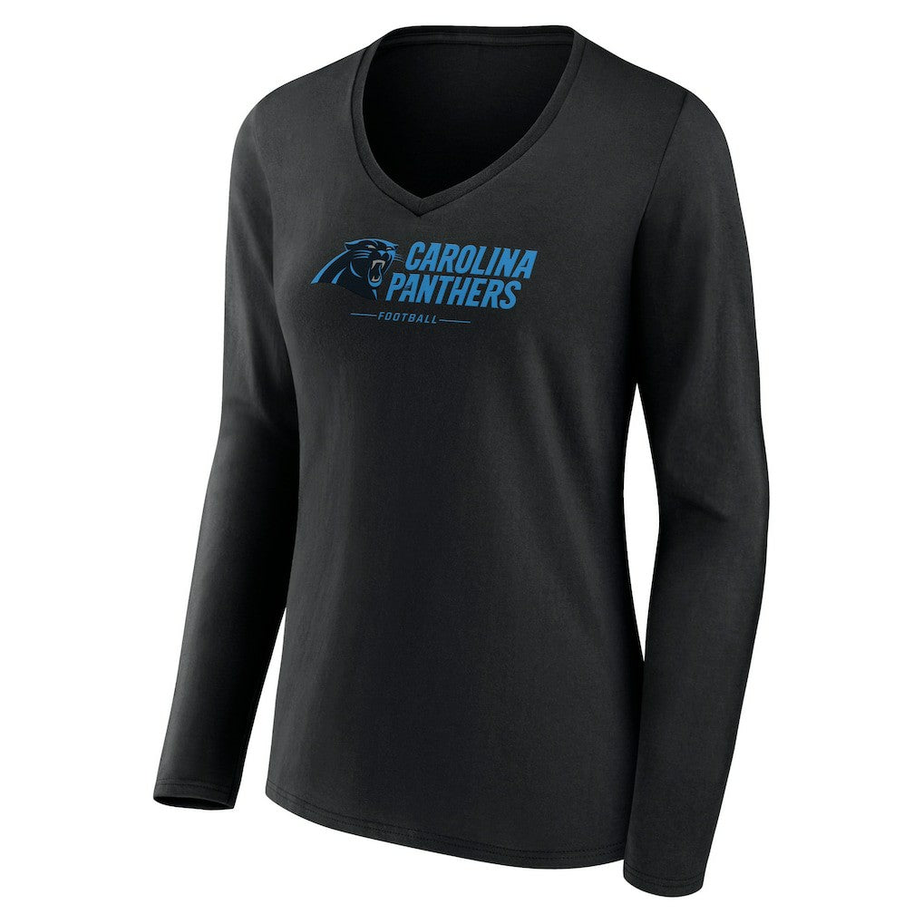 Carolina Panthers Women's Logo Team Lockup Long Sleeve V-Neck T-Shirt | NFL Near me