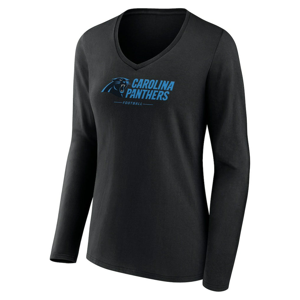 Carolina Panthers Women's Logo Team Lockup Long Sleeve V-Neck T-Shirt | NFL Near me