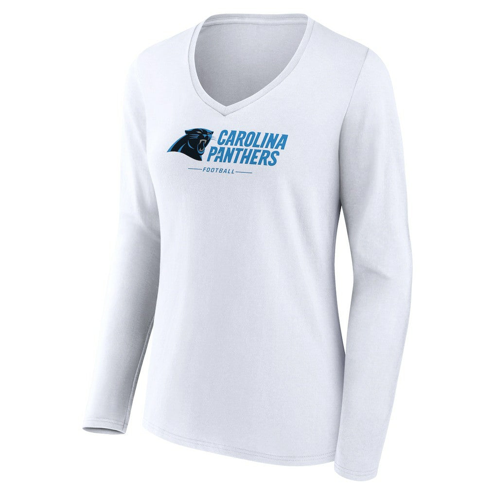 Carolina Panthers Women's Logo Team Lockup Long Sleeve V-Neck T-Shirt | NFL Online