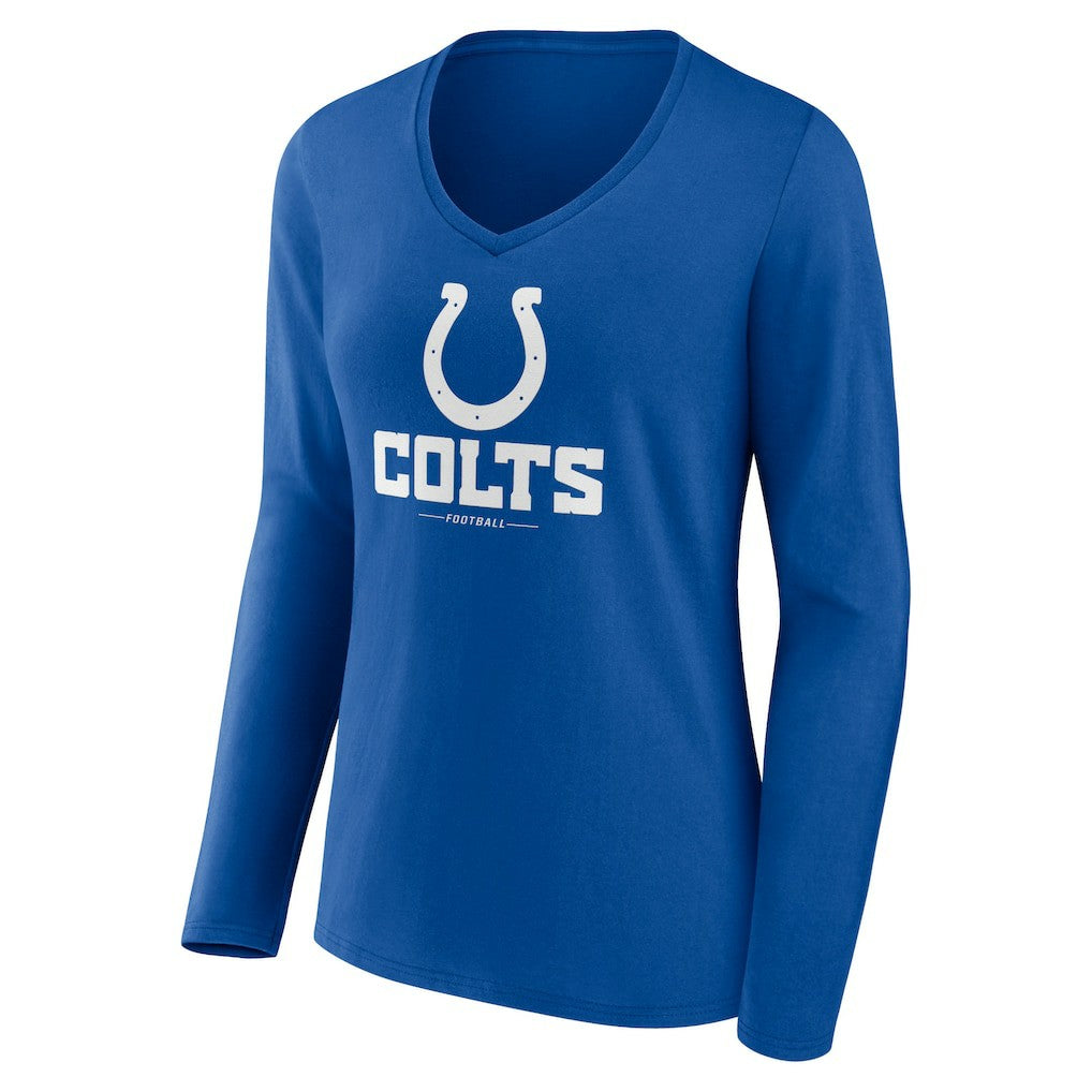 Indianapolis Colts Women's Logo Team Lockup Long Sleeve V-Neck T-Shirt | NFL Sale