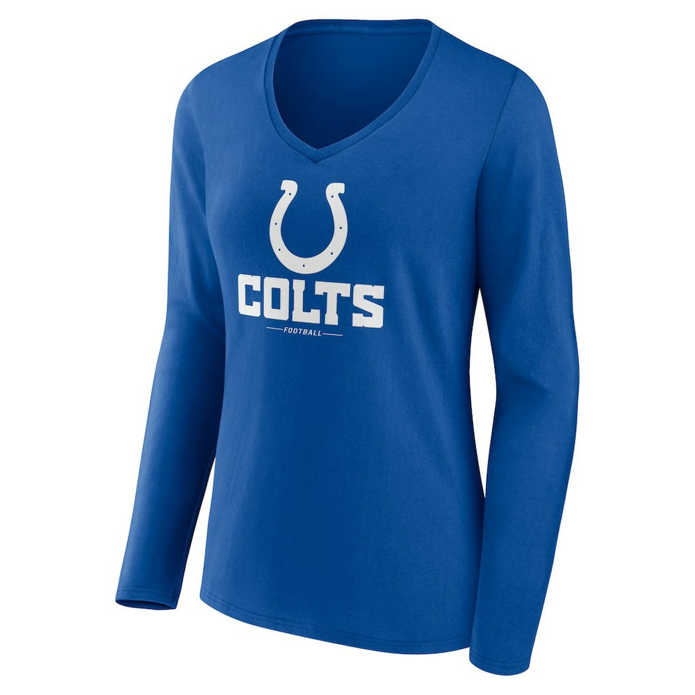 Indianapolis Colts Women's Logo Team Lockup Long Sleeve V-Neck T-Shirt | NFL Sale