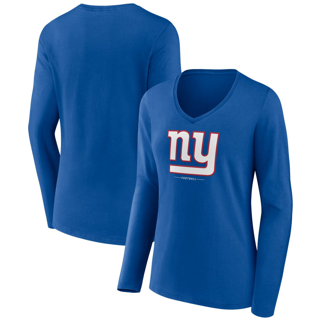 New York Giants Women's Logo Team Lockup Long Sleeve V-Neck T-Shirt | NFL Online