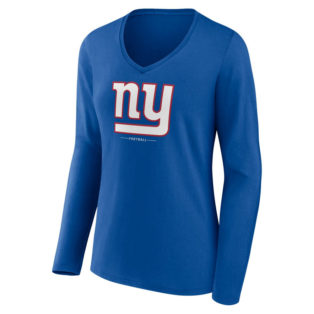 New York Giants Women's Logo Team Lockup Long Sleeve V-Neck T-Shirt | NFL Online