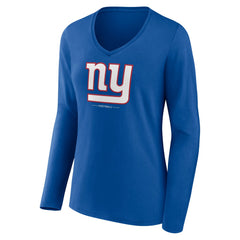New York Giants Women's Logo Team Lockup Long Sleeve V-Neck T-Shirt | NFL Online