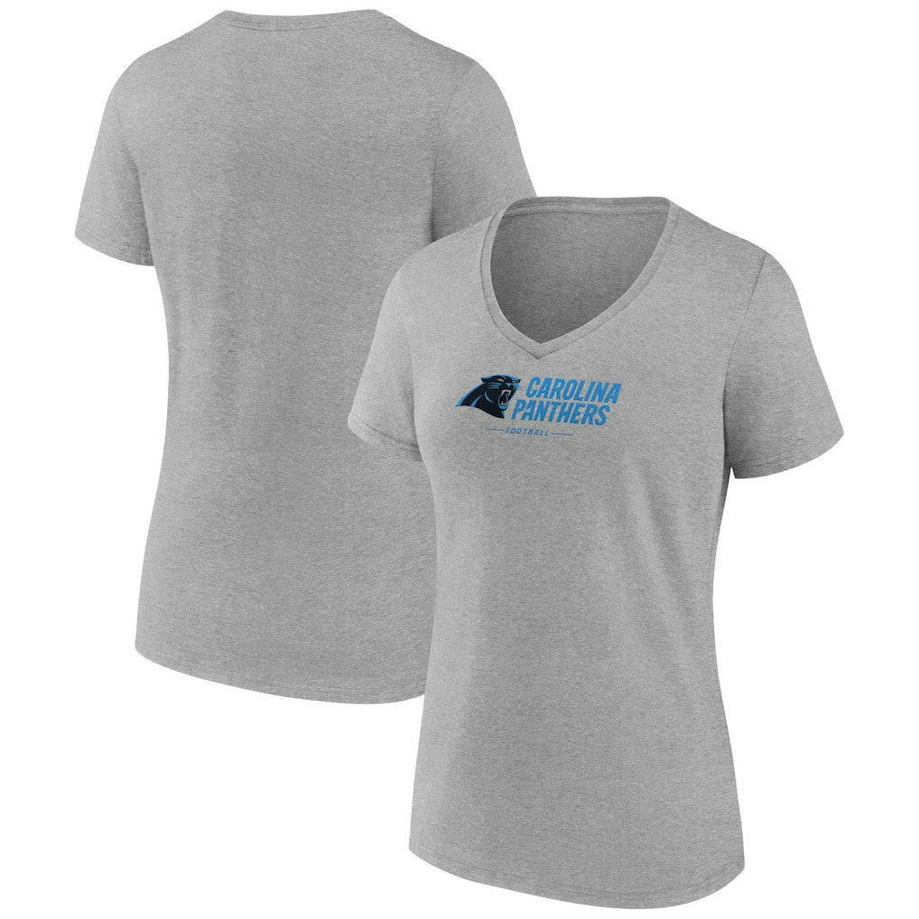 Carolina Panthers Women's Logo Team Lockup V-Neck T-Shirt | NFL Outlet