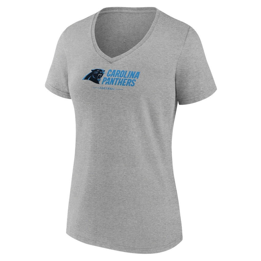 Carolina Panthers Women's Logo Team Lockup V-Neck T-Shirt | NFL Outlet
