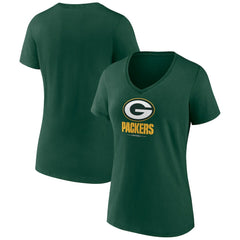 Green Bay Packers Women's Logo Team Lockup V-Neck T-Shirt | NFL Online