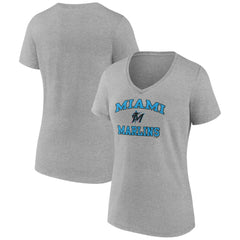 Miami Marlins Women's Heart and Soul V-Neck T-Shirt - MLB T-shirts