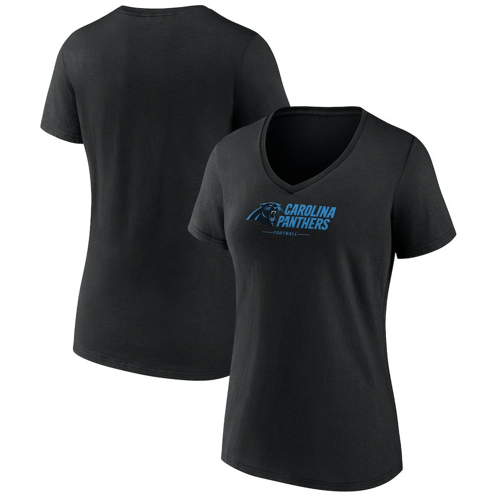 Carolina Panthers Women's Logo Team Lockup V-Neck T-Shirt | NFL US
