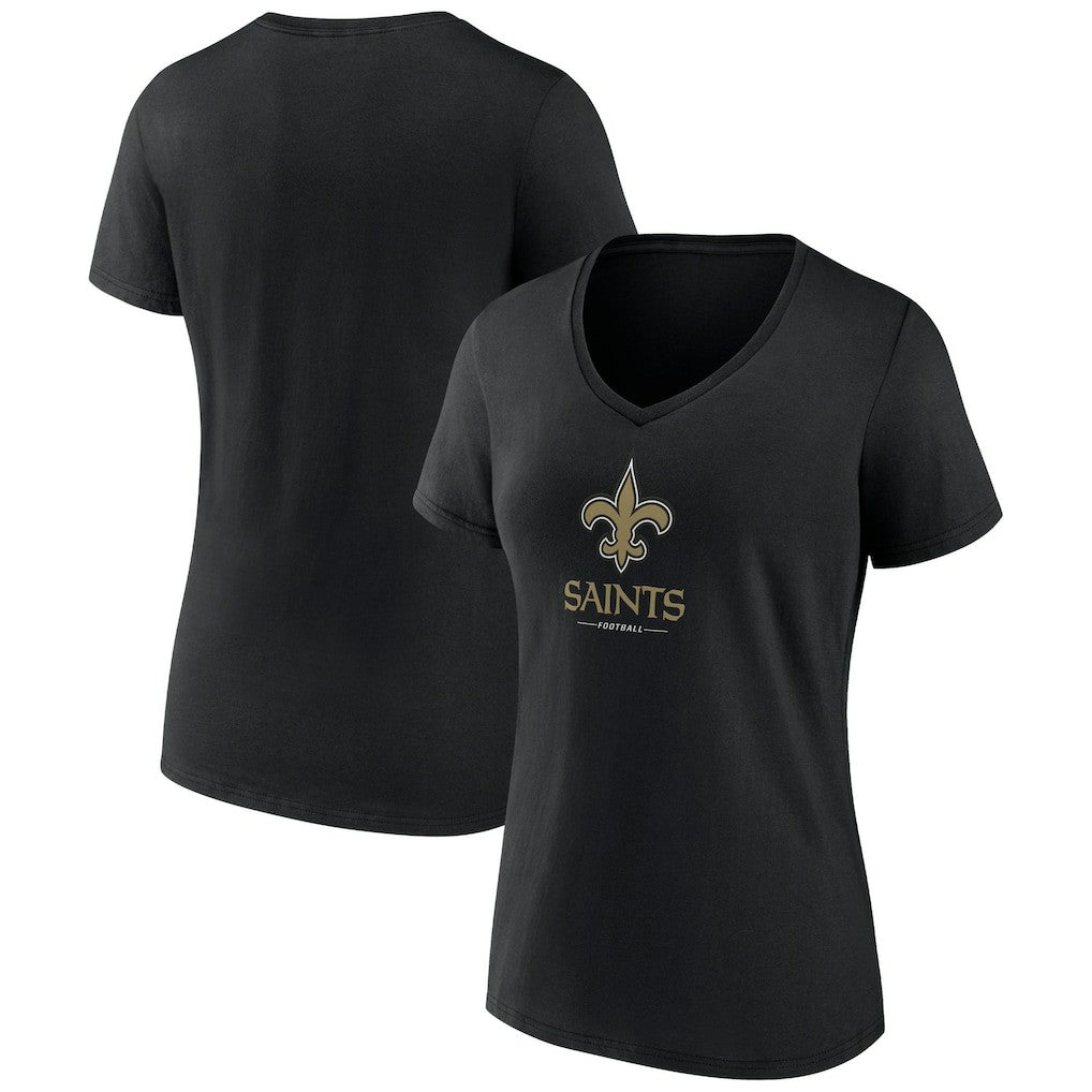 New Orleans Saints Women's Logo Team Lockup V-Neck T-Shirt | NFL Sale