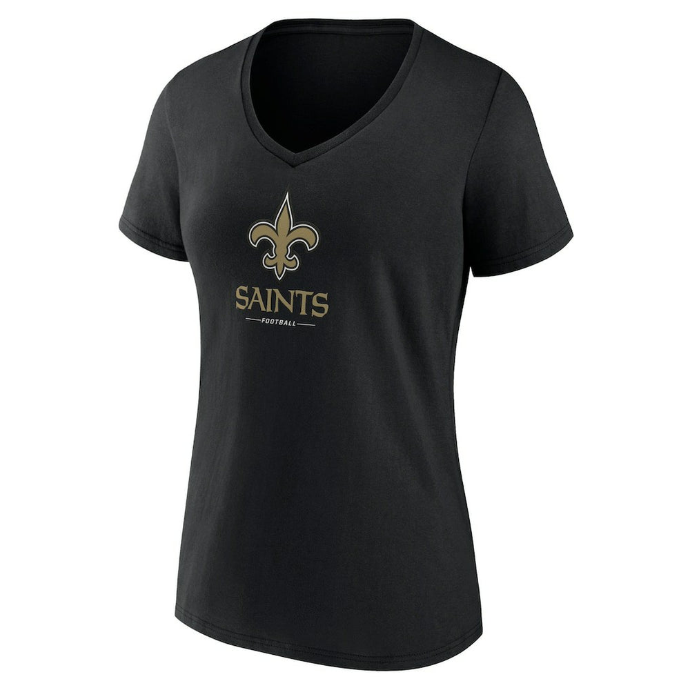 New Orleans Saints Women's Logo Team Lockup V-Neck T-Shirt | NFL Sale