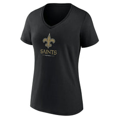 New Orleans Saints Women's Logo Team Lockup V-Neck T-Shirt | NFL Sale